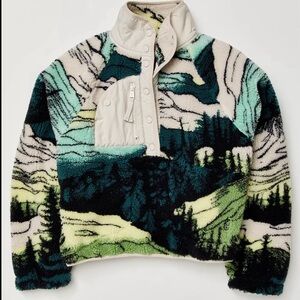 Free People Hit The Slopes Pullover rocky ridge fleece in cypress combo